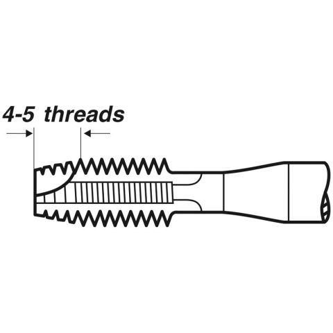Maskingjengetapp, venstre, Form B, DIN 371, Metrisk