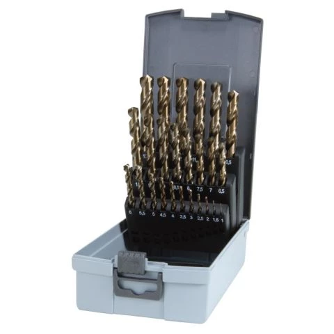 Borsett 1-13 mm, HSS-Co, trinn på 0,5 mm, 25 deler