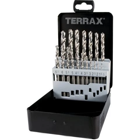 Borsett 1-10 mm, HSS, trinn på 0,5 mm, 19 deler